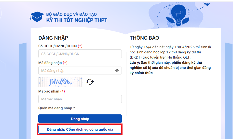 Thi sinh tu do dang ky du thi tot nghiep THPT 2025 nhu the nao?