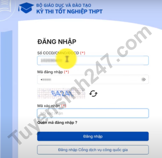 Huong dan dang ky du thi tot nghiep THPT 2025 - Truc tuyen