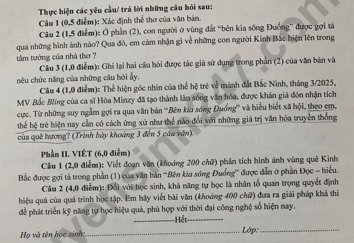 De thi hoc ki 2 lop 9 mon Van 2025 - Quan Hai Ba Trung