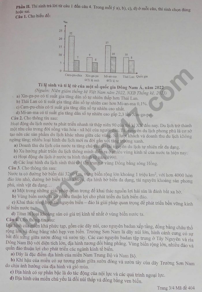 De thi thu tot nghiep THPT nam 2025 mon Dia - So GD&DT Bac Kan
