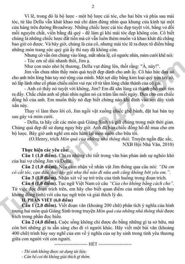 De thi ki 2 mon Van lop 9 nam 2025 - Quan Ba Dinh (Co dap an)