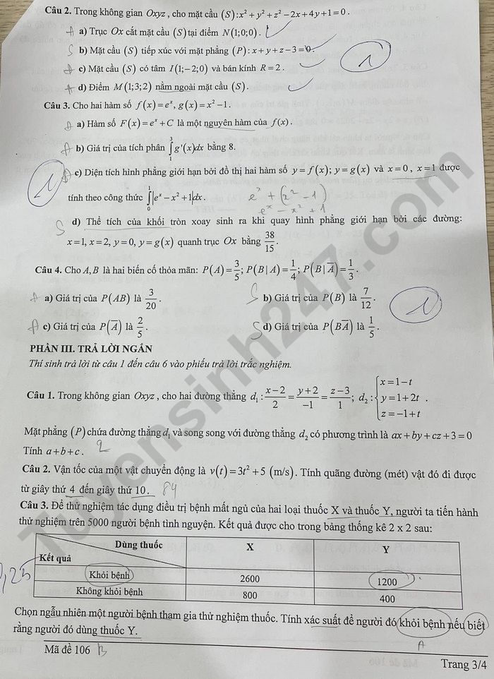 De thi hoc ki 2 lop 12 mon Toan 2025 - THPT Xuan Phuong