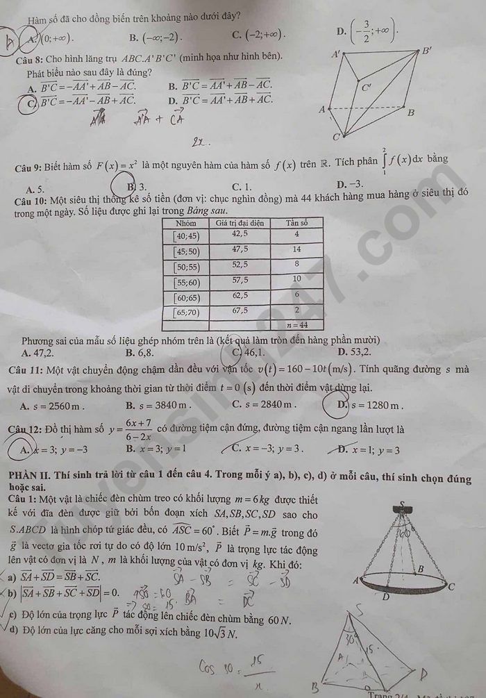 De thi hoc ki 2 mon Toan lop 12 So GD Nam Dinh 2025