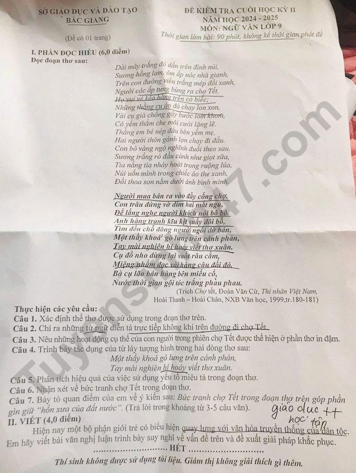 De thi hoc ki 2 nam 2025 Van lop 9 - So GD Bac Giang