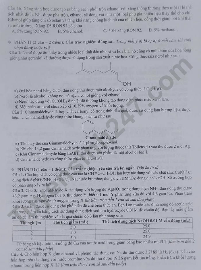 De thi hoc ki 2 lop 11 mon Hoa 2025 - THPT Nguyen Dinh Chieu