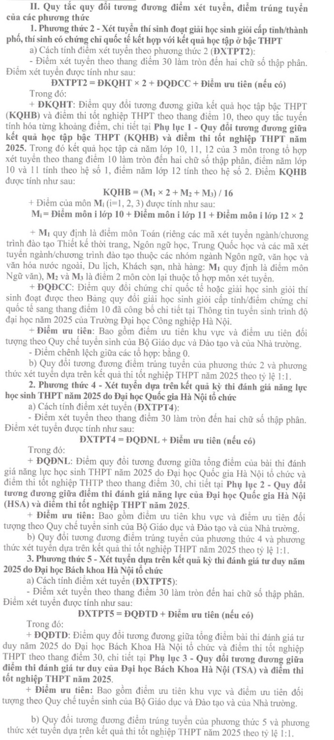 Dai hoc Cong nghiep Ha Noi cong bo diem san va quy tac quy doi diem 2025