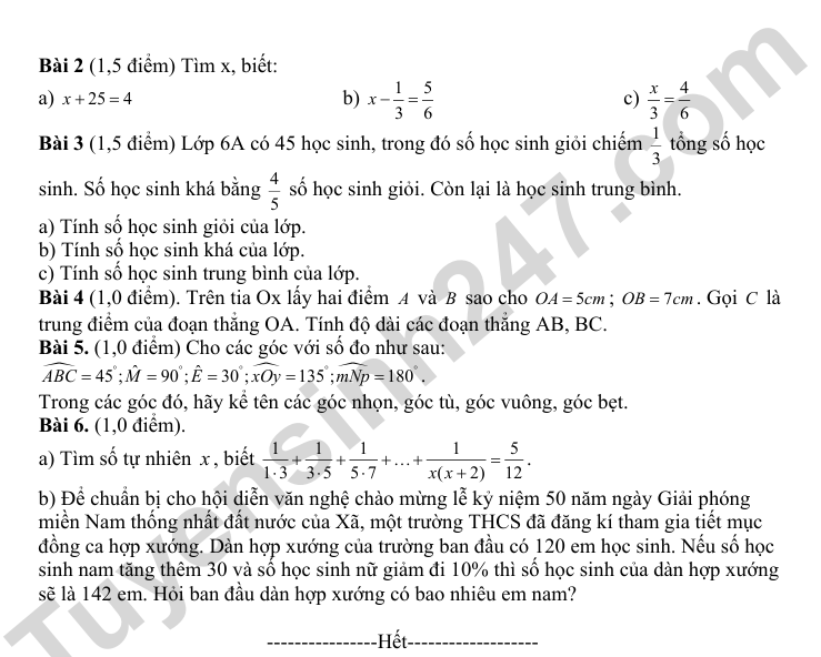 De thi khao sat lop 7 mon Toan 2025 - THCS Ly Thuong Kiet