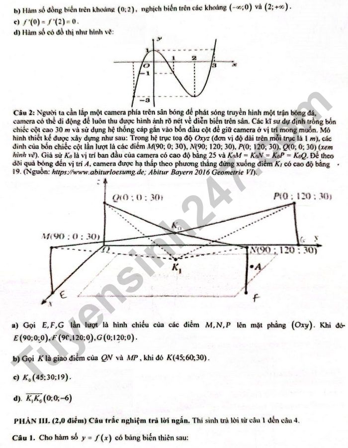 De kiem tra giua ki 1 lop 12 mon Toan 2025 - THPT Quoc hoc Quy Nhon