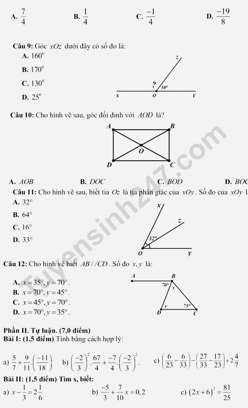 De thi giua ki 1 lop 7 mon Toan - THCS Phuc Hoa 2025 (Co dap an)