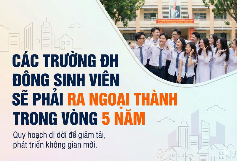 Cac truong DH dong sinh vien se phai ra ngoai thanh trong vong 5 nam