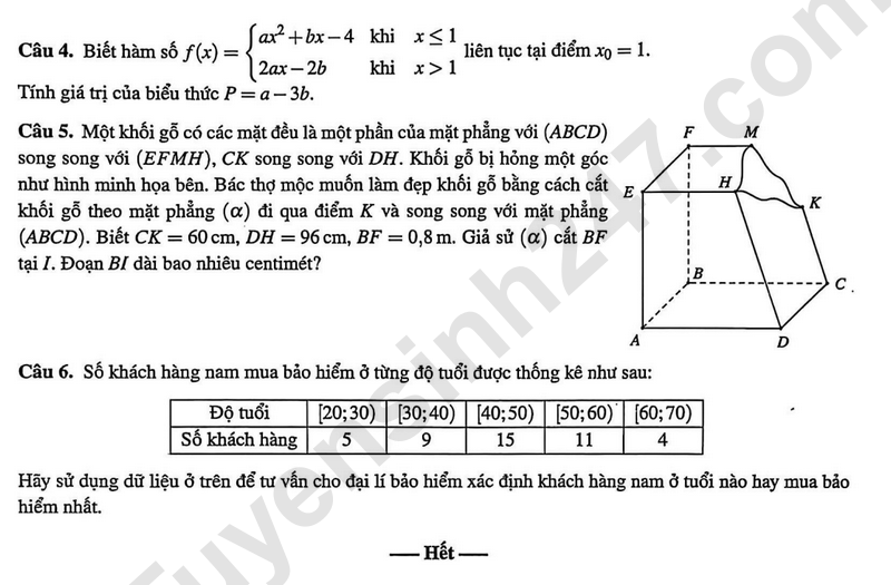 De thi hoc ki 1 mon Toan lop 11 nam 2025 - THPT Marie Curie