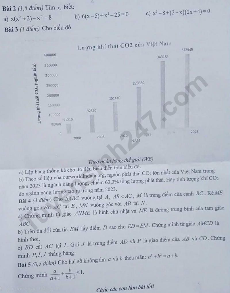 De thi ki 1 lop 8 mon Toan 2025 - THCS Nguyen Truong To
