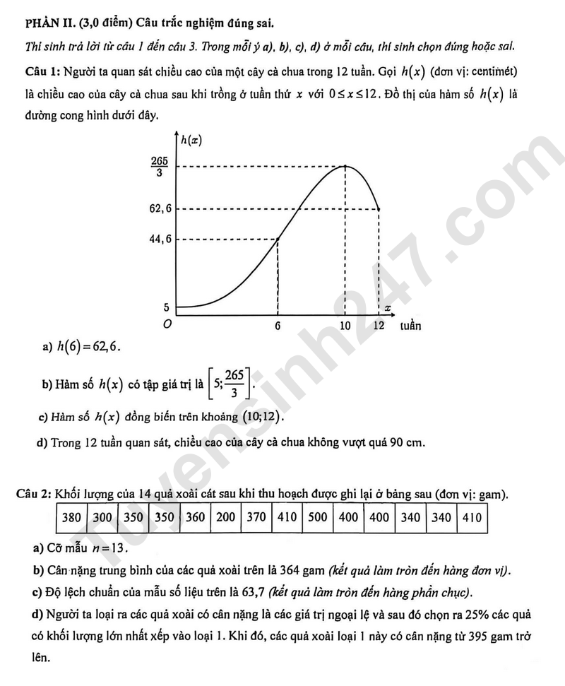 De thi HK 1 lop 10 mon Toan 2025 - THPT Binh Hung Hoa