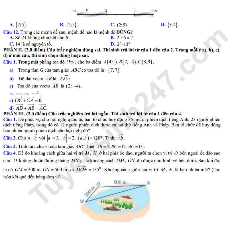 De thi HK1 mon Toan lop 10 nam 2025 - THPT Ben Tre