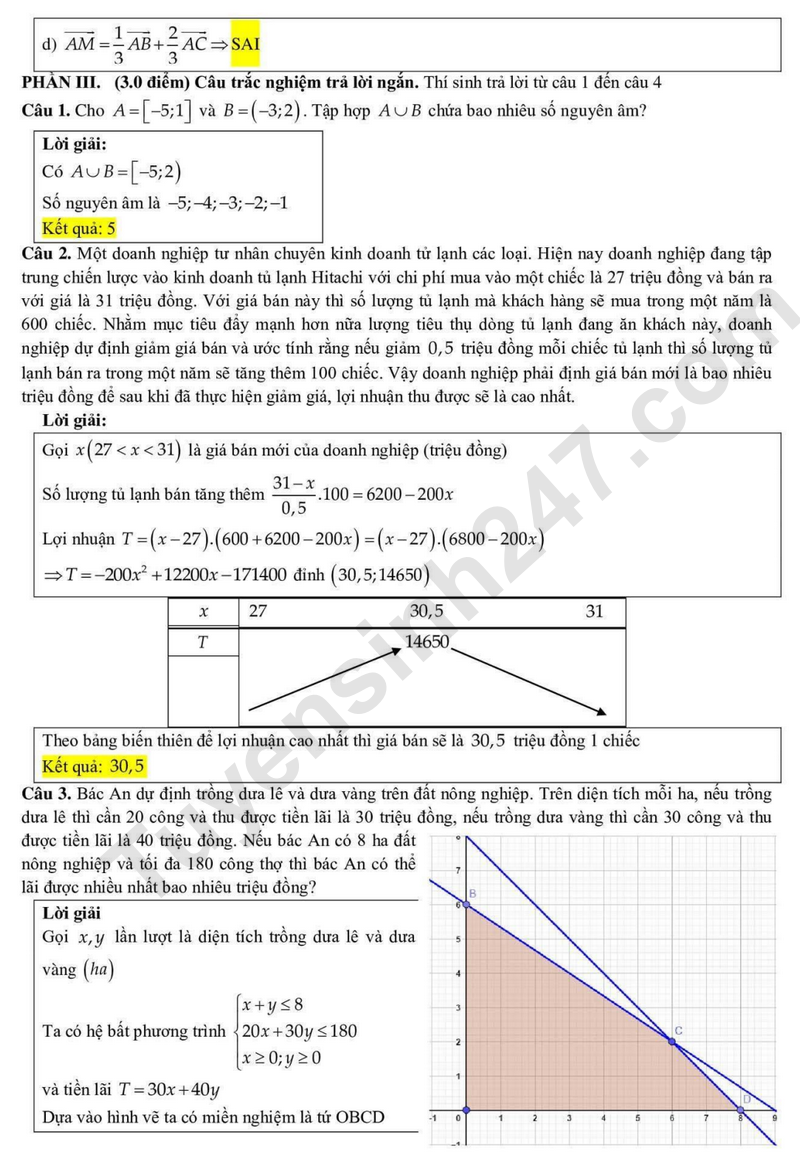 De thi hoc ki 1 nam 2025 THPT Tay Thanh - lop 10 mon Toan (Co dap an)