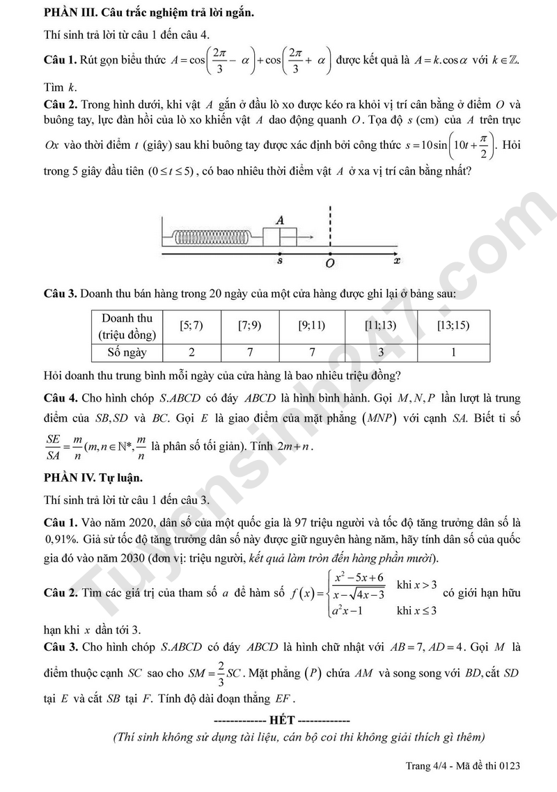 De thi hoc ki 1 lop 11 mon Toan nam 2025 - THPT Phung Khac Hoan