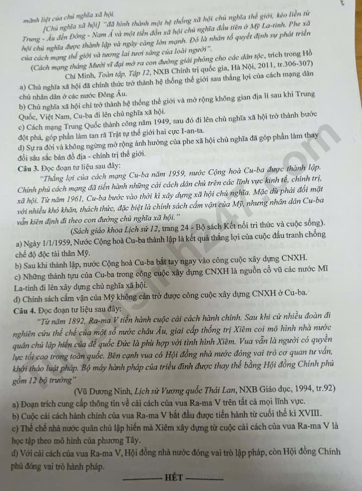 De thi ki 1 lop 11 mon Su 2025 - THPT Xuan Giang