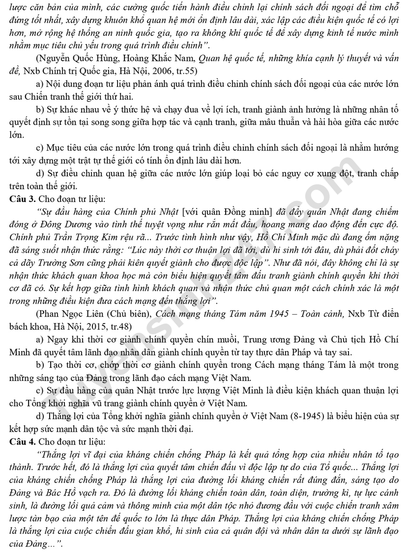 De thi ki 1 mon Su lop 12 - So GD Bac Ninh 2025 (Co dap an)