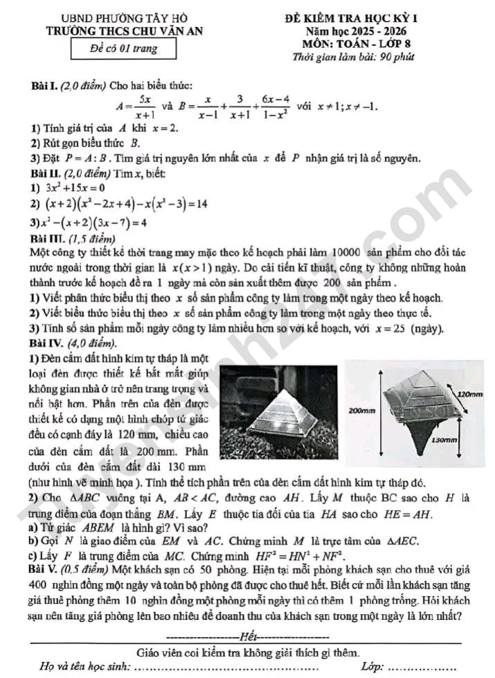 De thi HK1 lop 8 mon Toan 2025 - THCS Chu Van An (Co dap an)