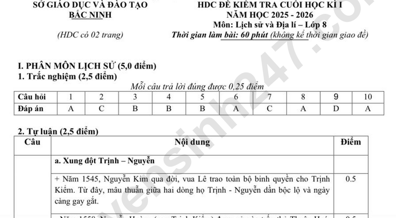 De thi HK1 lop 8 mon Lich su va Dia ly 2025 - So GD Bac Ninh (Co dap an)