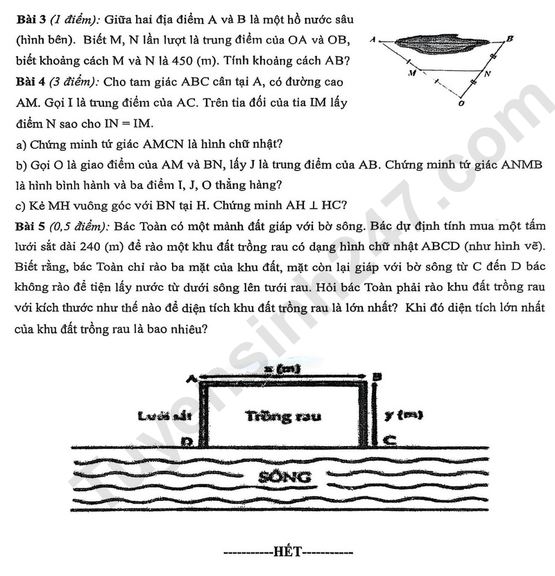 De thi HK1 lop 8 mon Toan 2025 - THCS Dong My