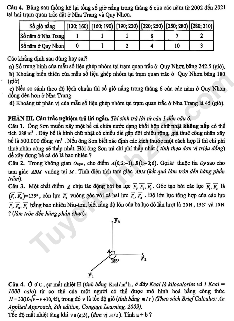 De thi ki 1 mon Toan lop 12 nam 2025 - THPT Pham Hong Thai