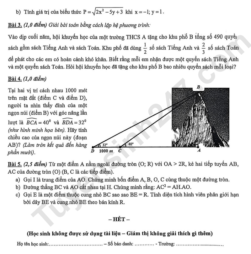 De thi ki 1 mon Toan lop 9 nam 2025 - THCS Chu Van An (Cau Ong Lanh)