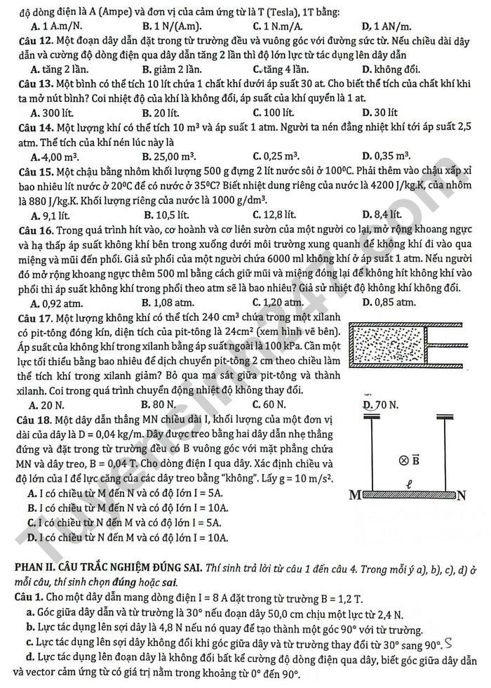 De thi HK1 nam 2025 mon Ly 12 - THPT Chuyen khoa hoc tu nhien