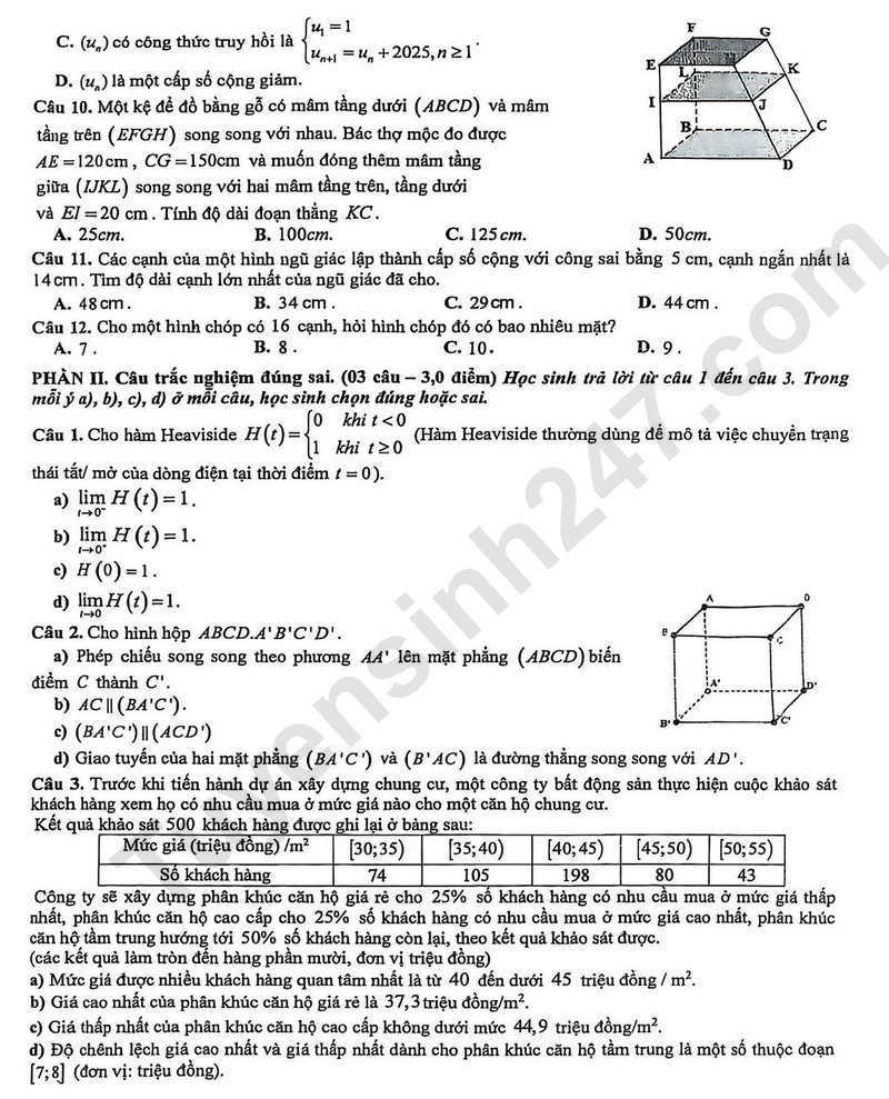 De thi cuoi ki 1 mon Toan lop 11 THPT Phan Chau Trinh 2025