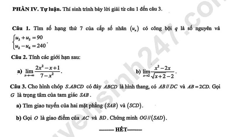 De thi HK1 nam 2025 mon Toan lop 12 - THPT Hoai Duc A (Co dap an)