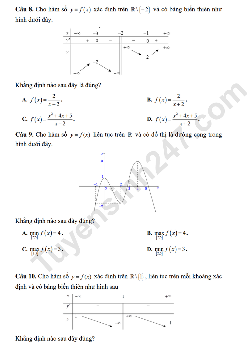 De thi cuoi ki 1 lop 12 mon Toan - THPT Cao Lanh 2025