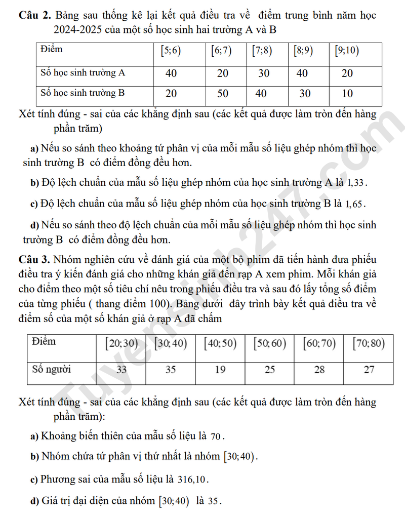 De thi cuoi ki 1 lop 12 mon Toan - THPT Cao Lanh 2025