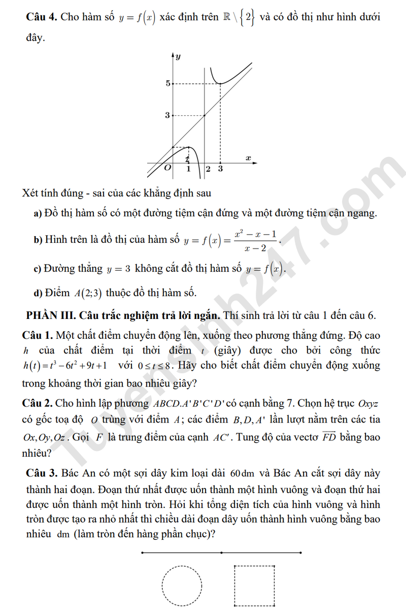 De thi cuoi ki 1 lop 12 mon Toan - THPT Cao Lanh 2025