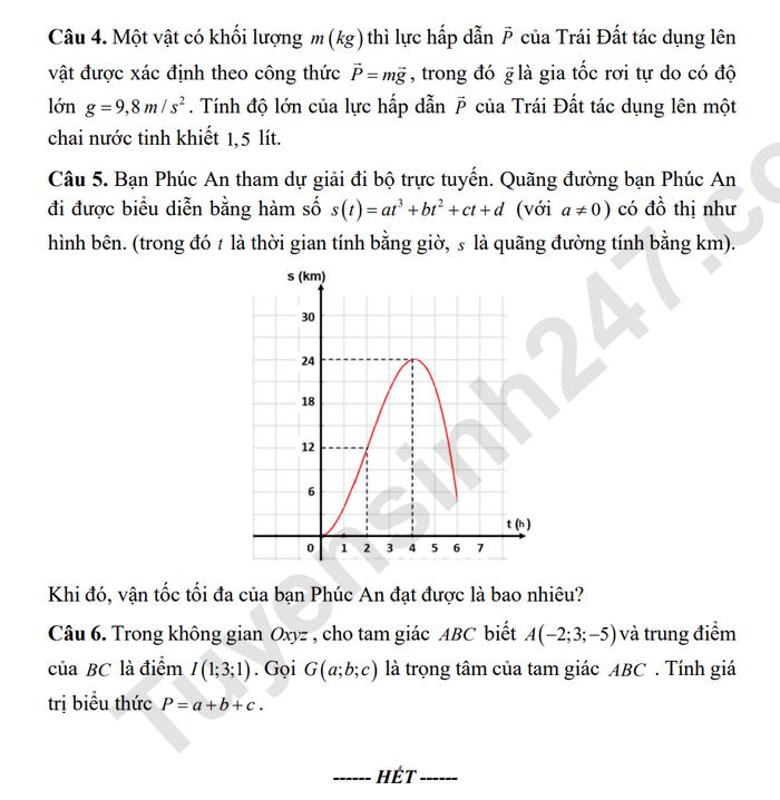 De thi cuoi ki 1 lop 12 mon Toan - THPT Cao Lanh 2025