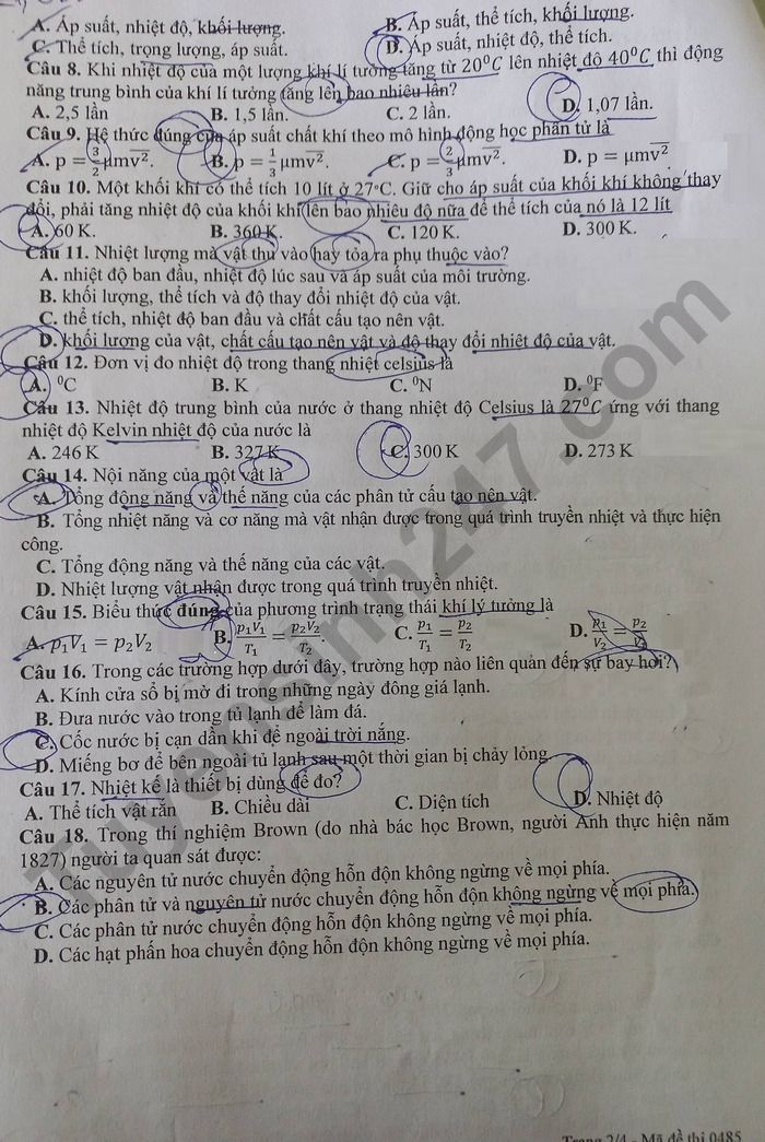 De thi ki 1 nam 2025 THPT Vo Thanh Trinh - lop 12 mon Ly