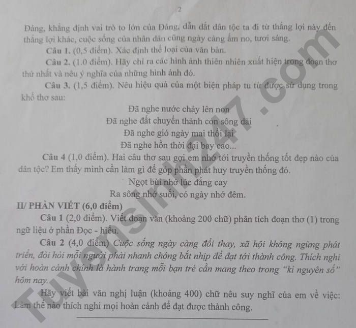 De thi cuoi ki 1 mon Van 9 xa Hung Dao 2025