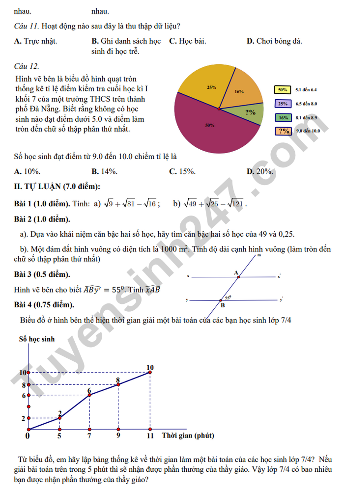 De kiem tra HK1 lop 7 mon Toan 2025 - THCS Tran Quy Cap