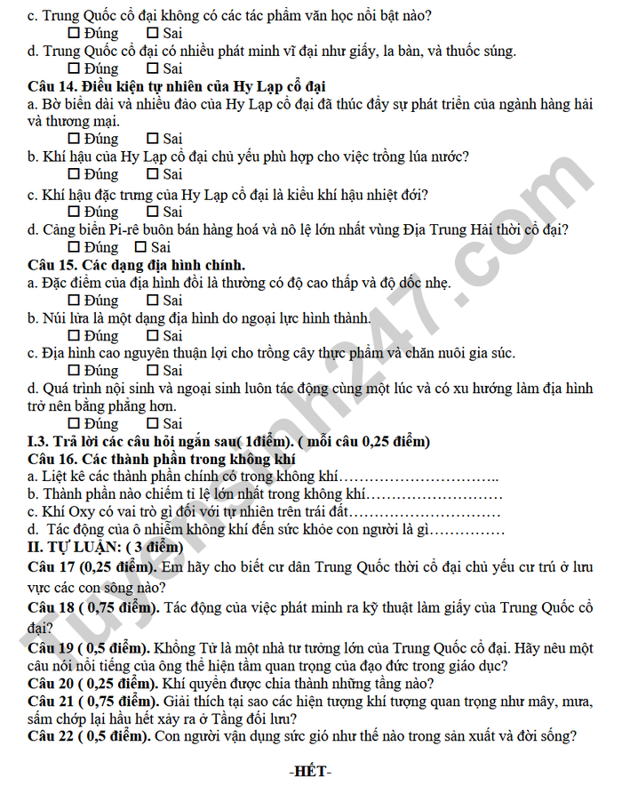 De thi ki 1 nam 2025 THCS An Dien - lop 6 mon Su-Dia