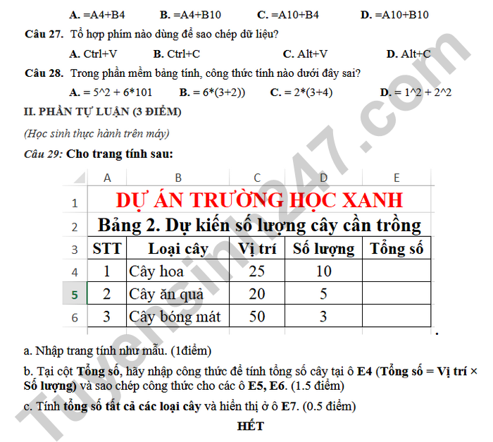 De thi cuoi ki 1 nam 2025 THCS An Dien - mon Tin lop 7