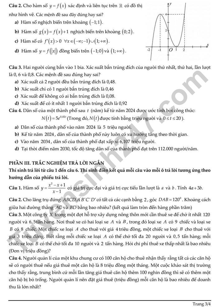 De thi thu mon Toan tot nghiep THPT 2026 - THPT Dien Chau 4 lan 1