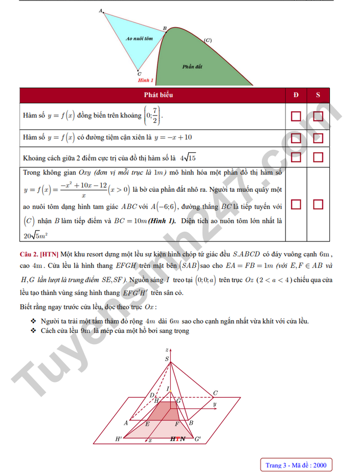 De thi thu tot nghiep THPT mon Toan 2026 lan 2 - TH-THPT-THPT Le Thanh Tong (co dap an)