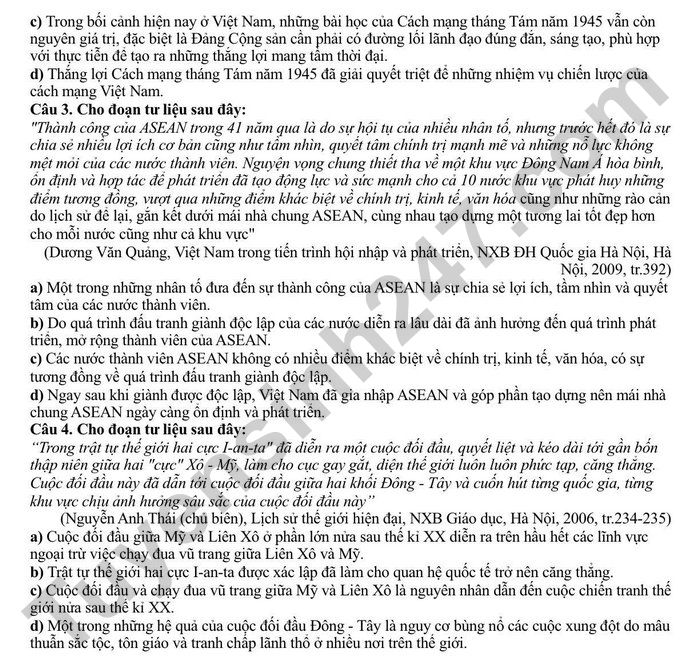 De thi thu TN THPT 2026 mon Su - THPT Ham Long lan 1