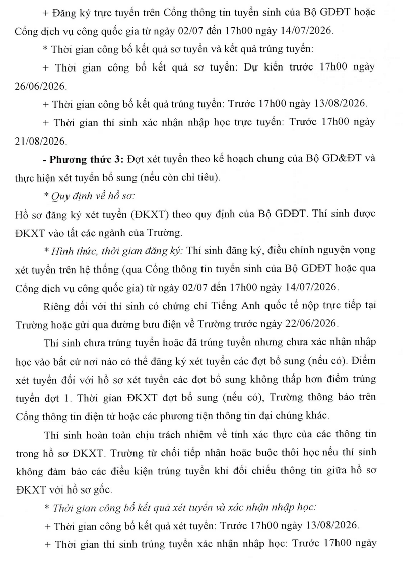 Thong tin tuyen sinh truong Dai hoc Tai chinh - Quan tri Kinh Doanh 2026