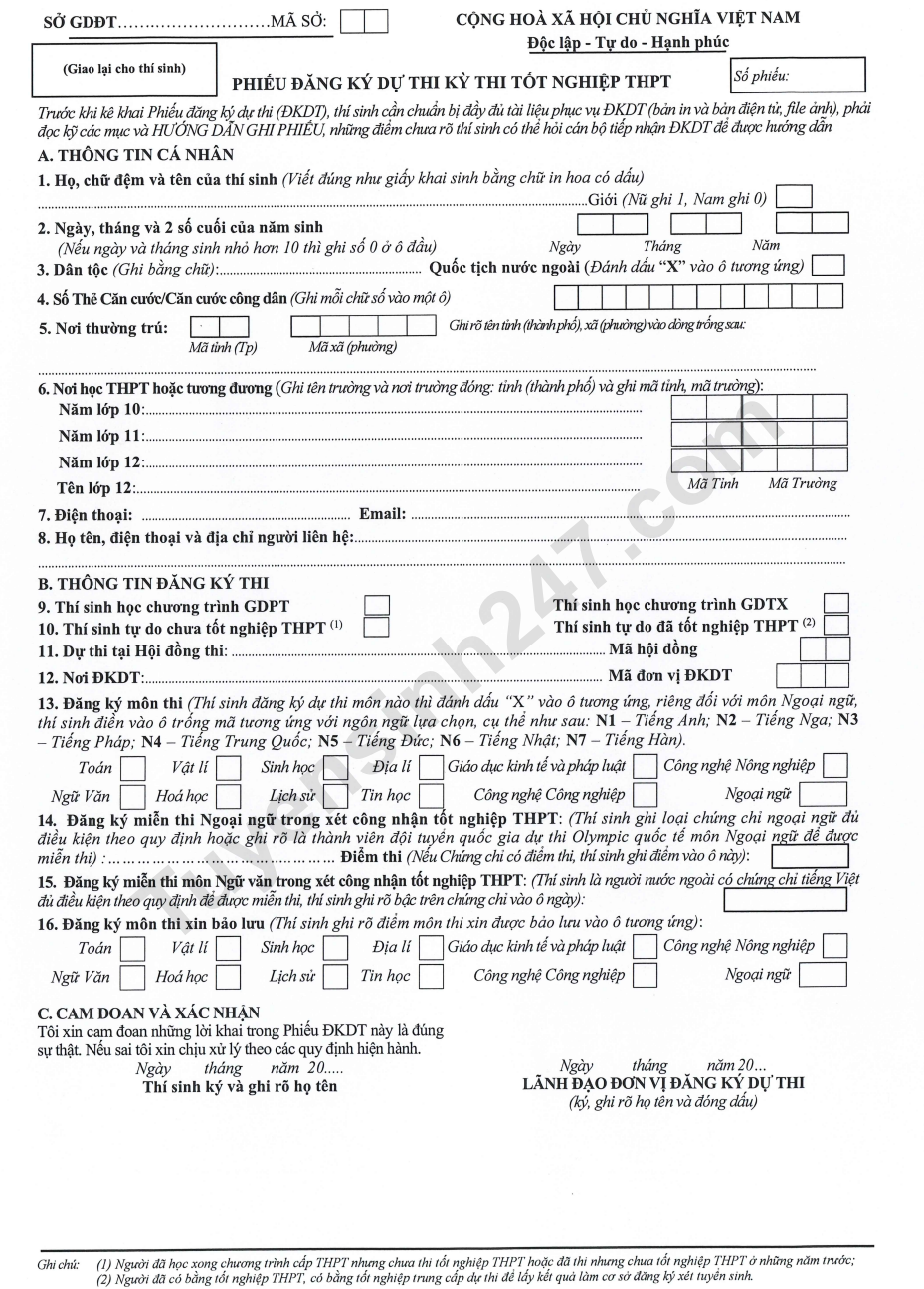 Mau phieu dang ky du thi tot nghiep THPT 2026