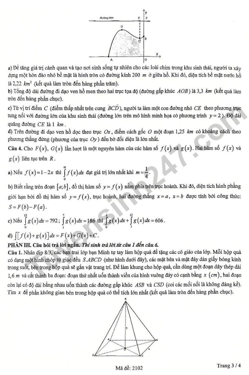 De giua hoc ky 2 Toan 12 truong THPT Yen Hoa – Ha Noi nam 2026
