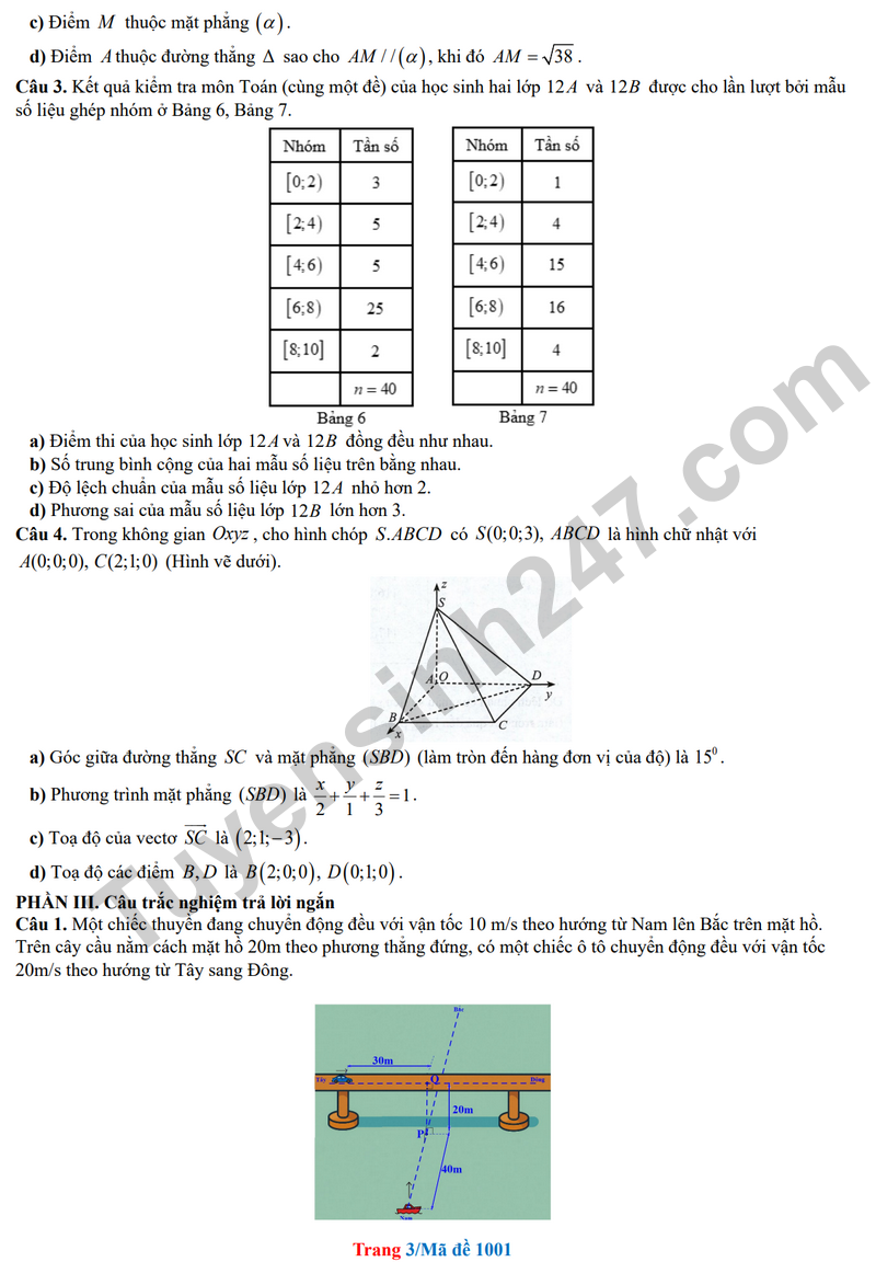 De giua hoc ky 2 Toan 12 truong THPT Gia Binh 1 nam 2026 (Co dap an)
