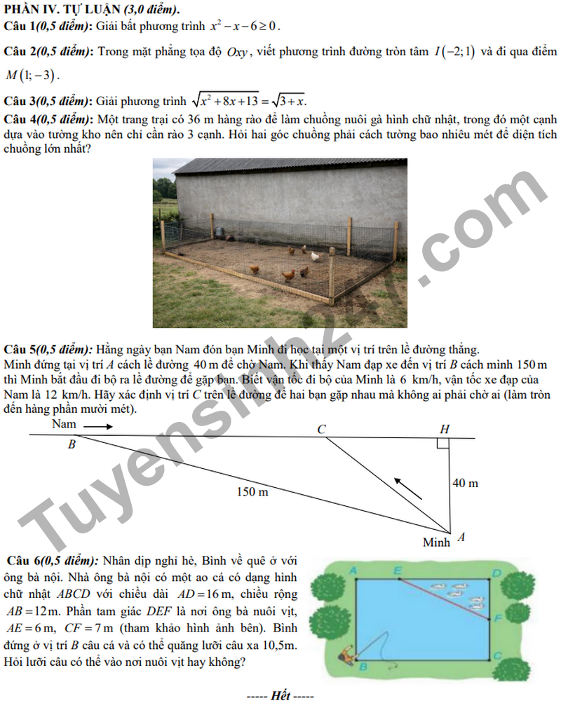 De giua ky 2 Toan 10 truong THPT Huong Hoa nam 2026