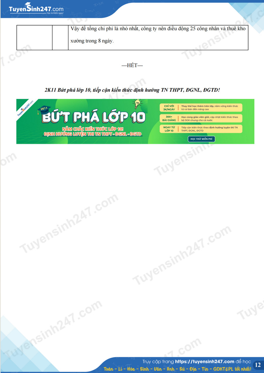 Dap an de thi vao lop 10 mon Toan - Ha Noi 2026