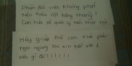 Tâm thư trẻ xin tiền tiêu vặt 2