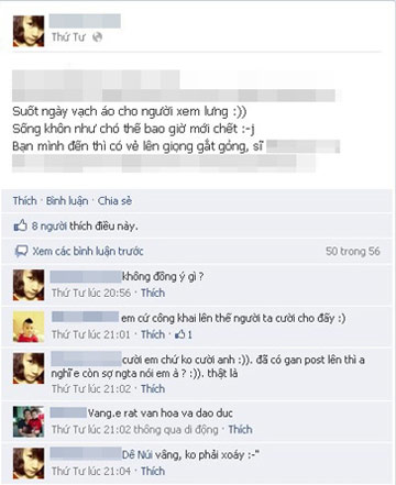 Nu sinh nhuc ma nguoi than tren Facebook bi \'nem da\'